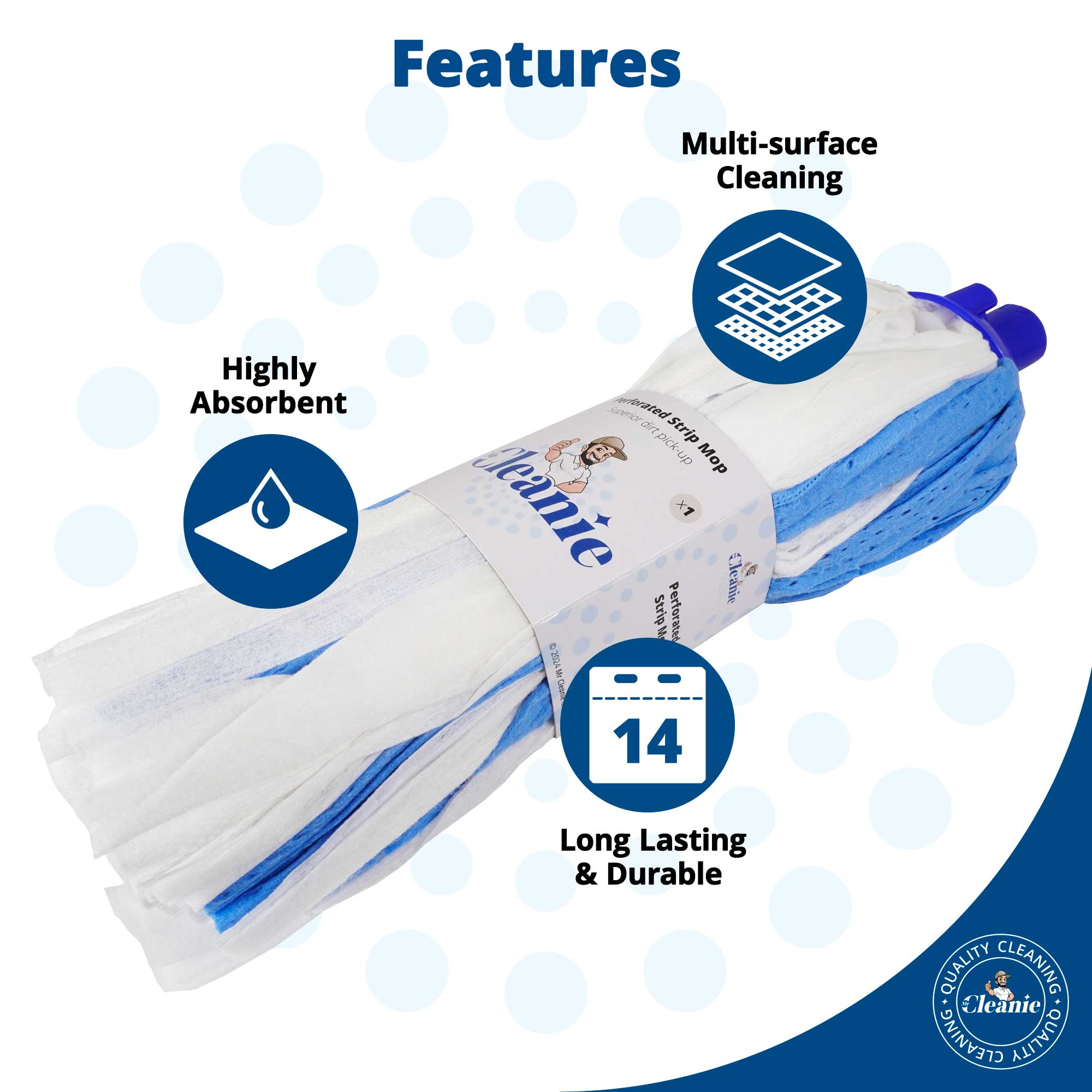 Mr Cleanie Perforated Strip Mop Replacement Head for Household Cleaning Kitchen Bathroom