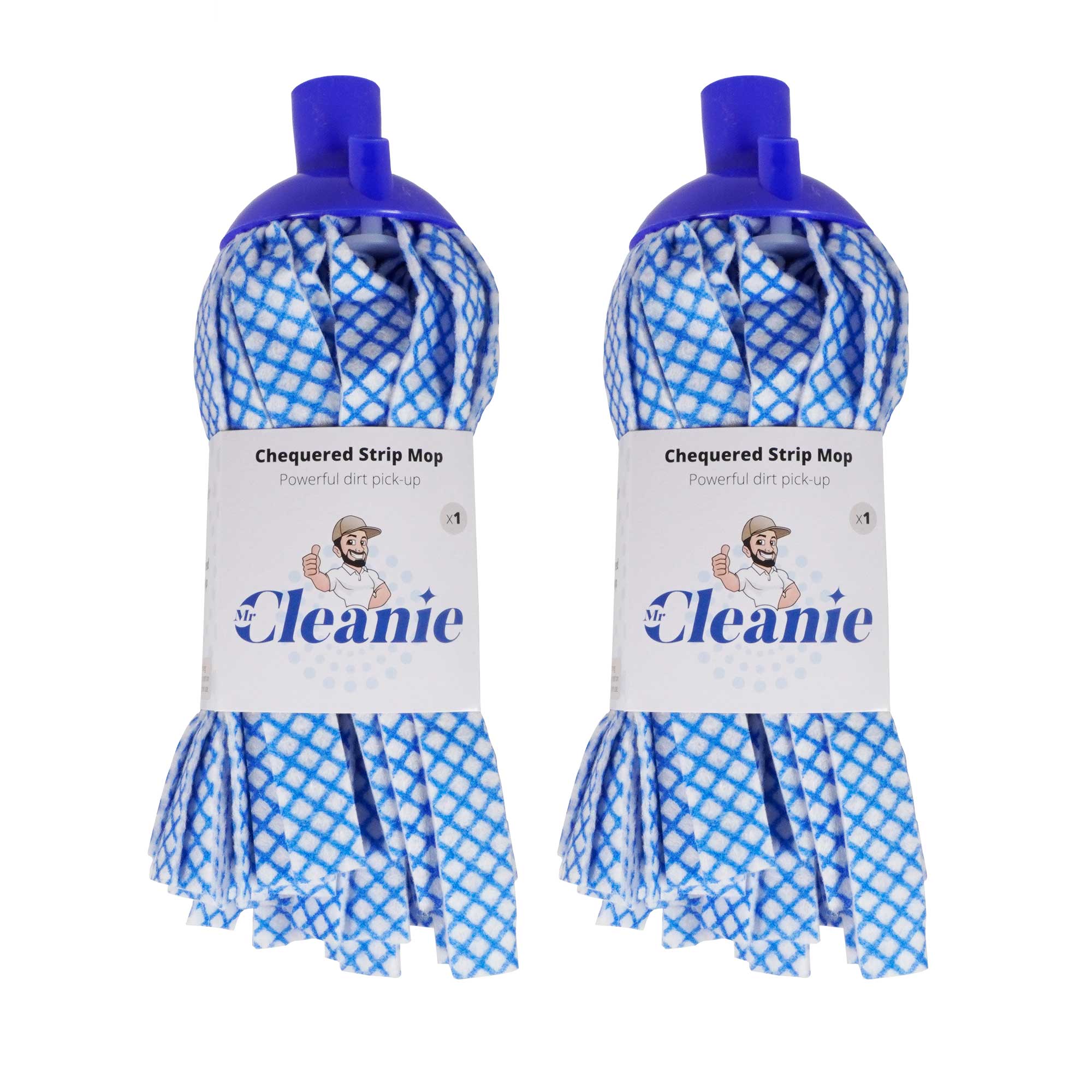 Mr Cleanie Chequered Strip Mop Replacement Head for Household Cleaning Kitchen Bathroom 2-Pack