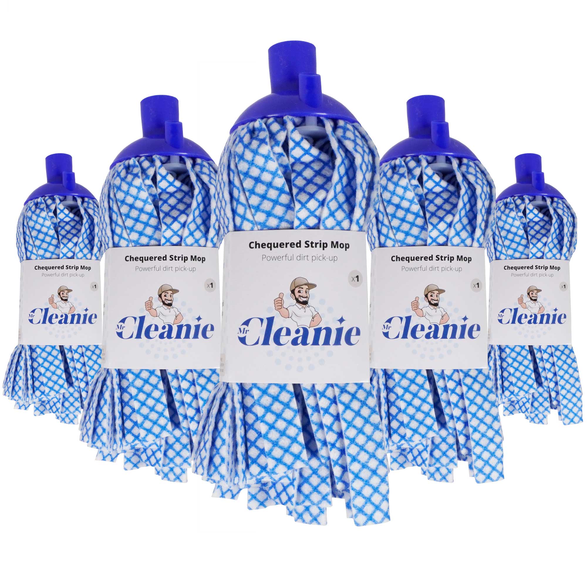 Mr Cleanie Chequered Strip Mop Replacement Head for Household Cleaning Kitchen Bathroom 5-Pack