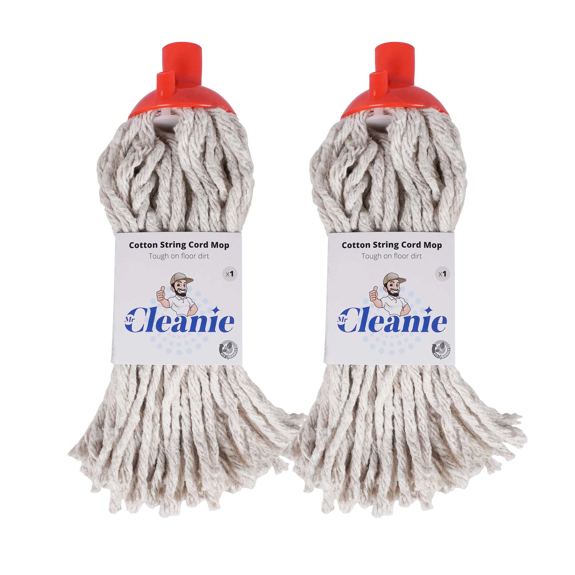Mr Cleanie Cotton String Cord Floor Mop Replacement Head for Household Cleaning Kitchen Bathroom 2-Pack