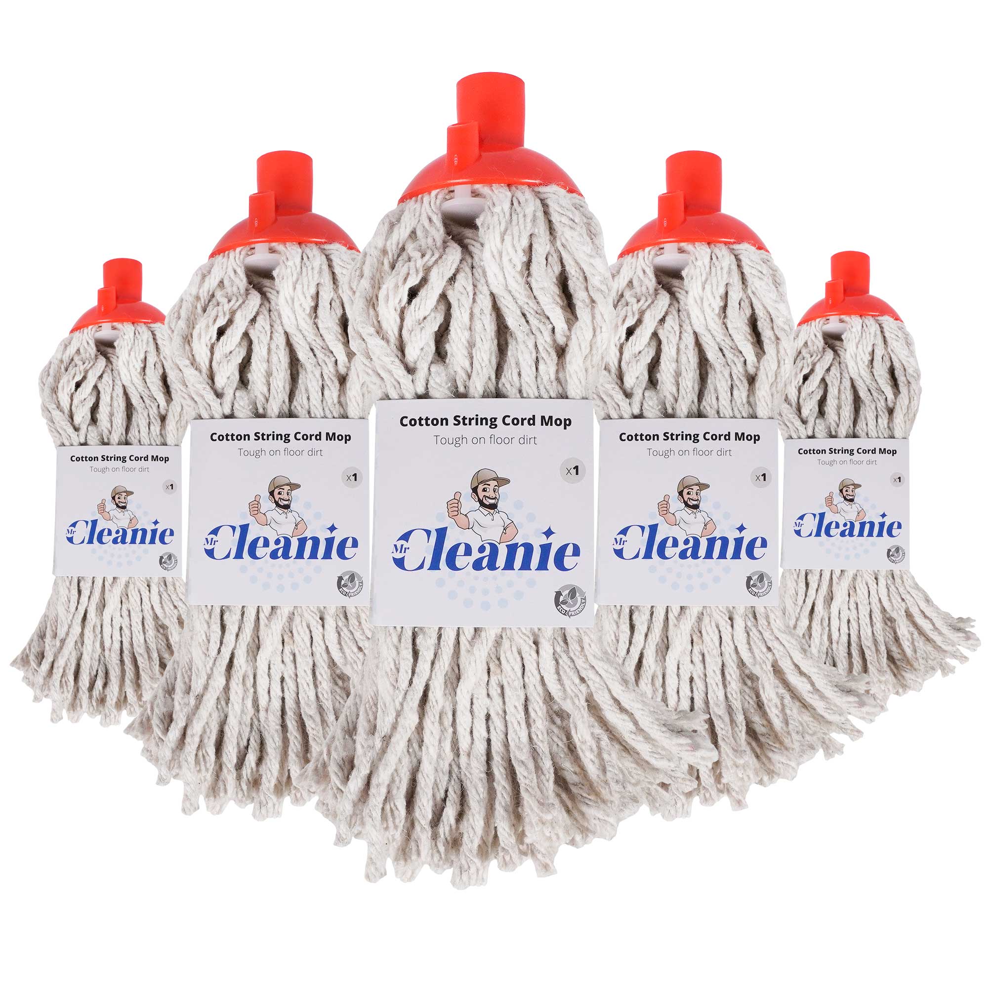 Mr Cleanie Cotton String Cord Floor Mop Replacement Head for Household Cleaning Kitchen Bathroom 5-Pack
