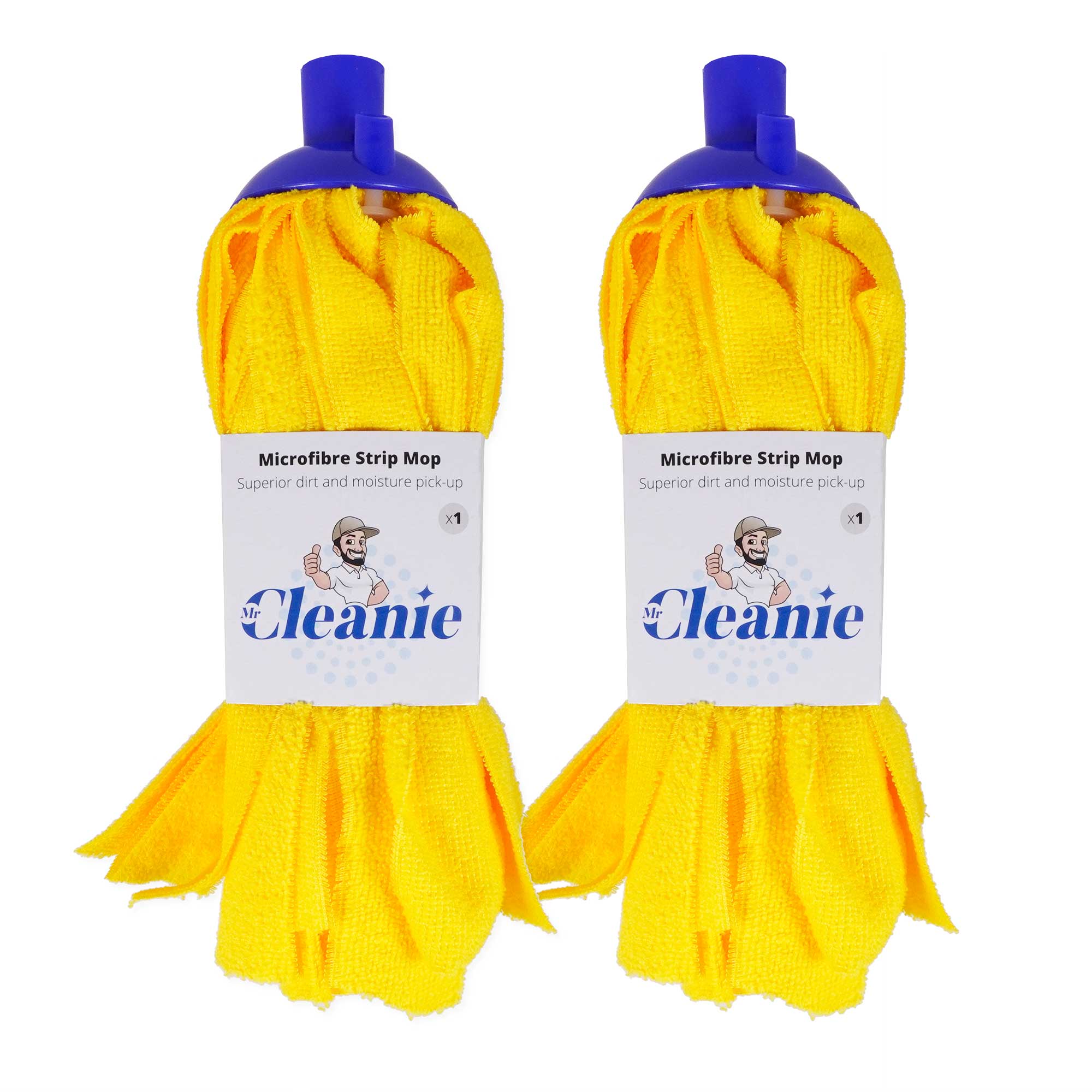 Mr Cleanie Microfiber Strip Mop Replacement Head for Household Cleaning Kitchen Bathroom 2-Pack