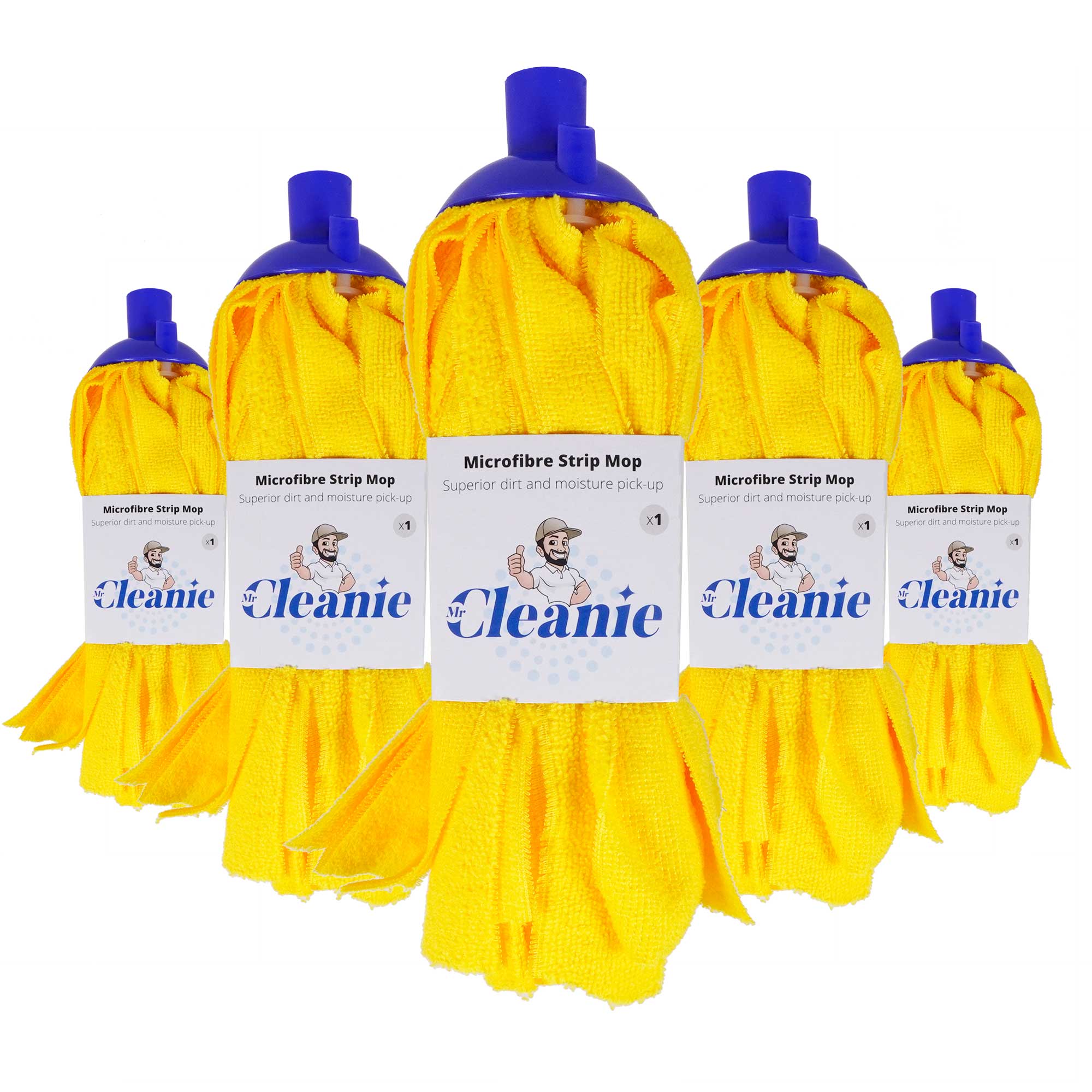 Mr Cleanie Microfiber Strip Mop Replacement Head for Household Cleaning Kitchen Bathroom 5-Pack