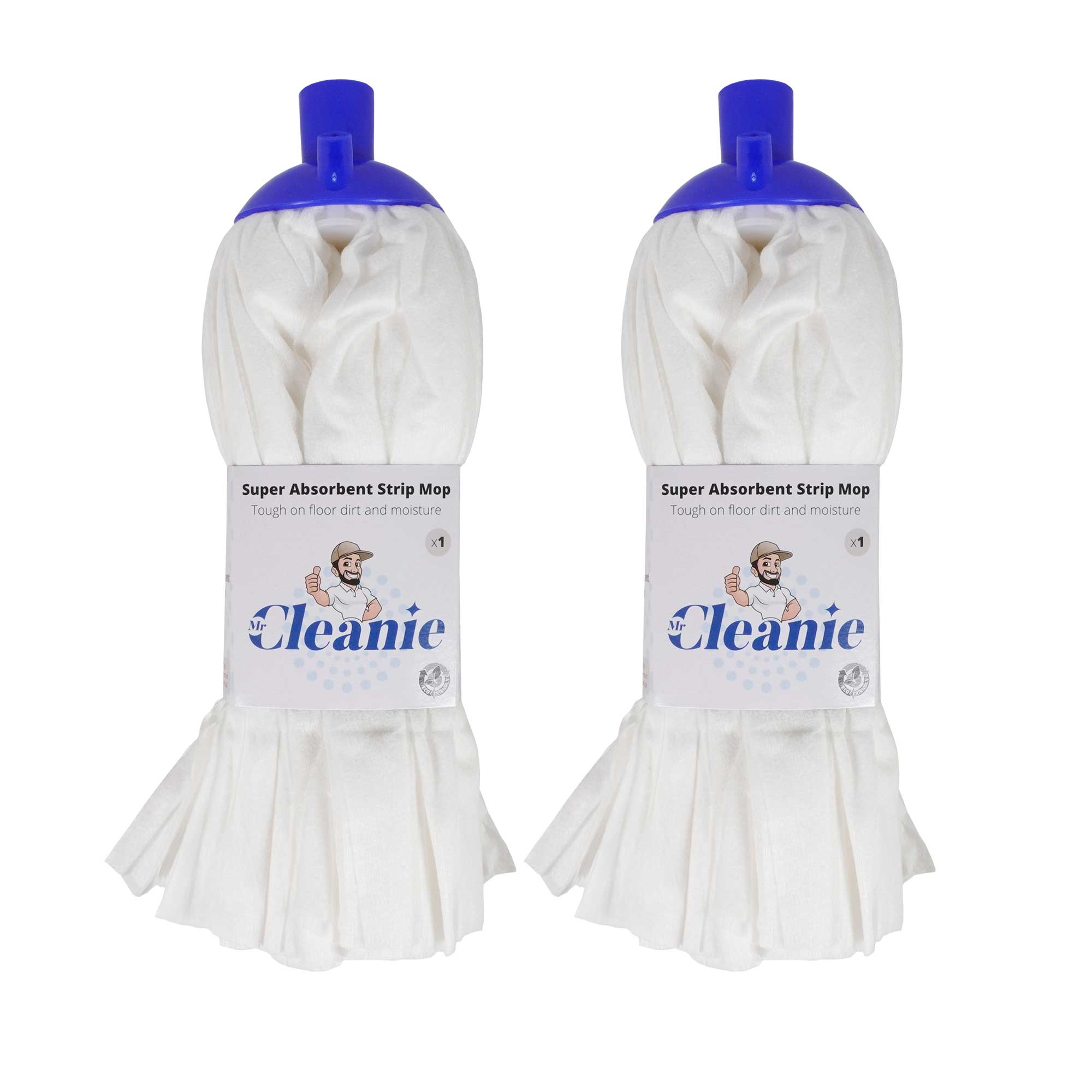 Mr Cleanie Super Absorbent Spunlace Strip Floor Mop Replacement Head for Household Cleaning Kitchen Bathroom 2-Pack