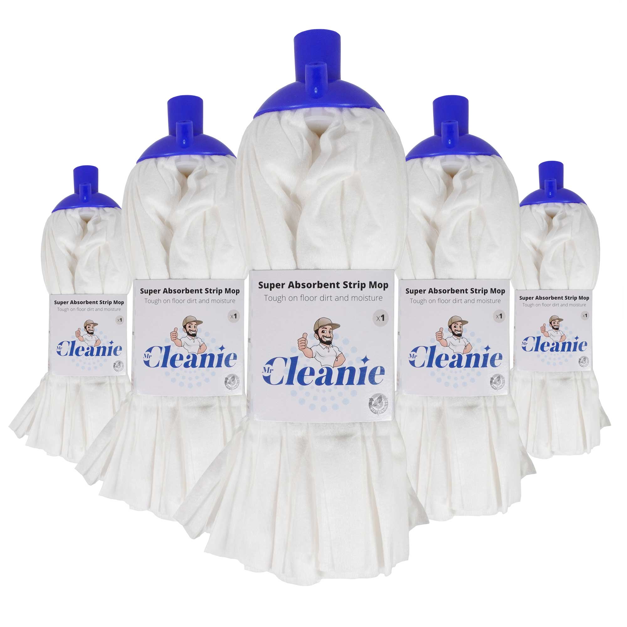 Mr Cleanie Super Absorbent Spunlace Strip Floor Mop Replacement Head for Household Cleaning Kitchen Bathroom 5-Pack